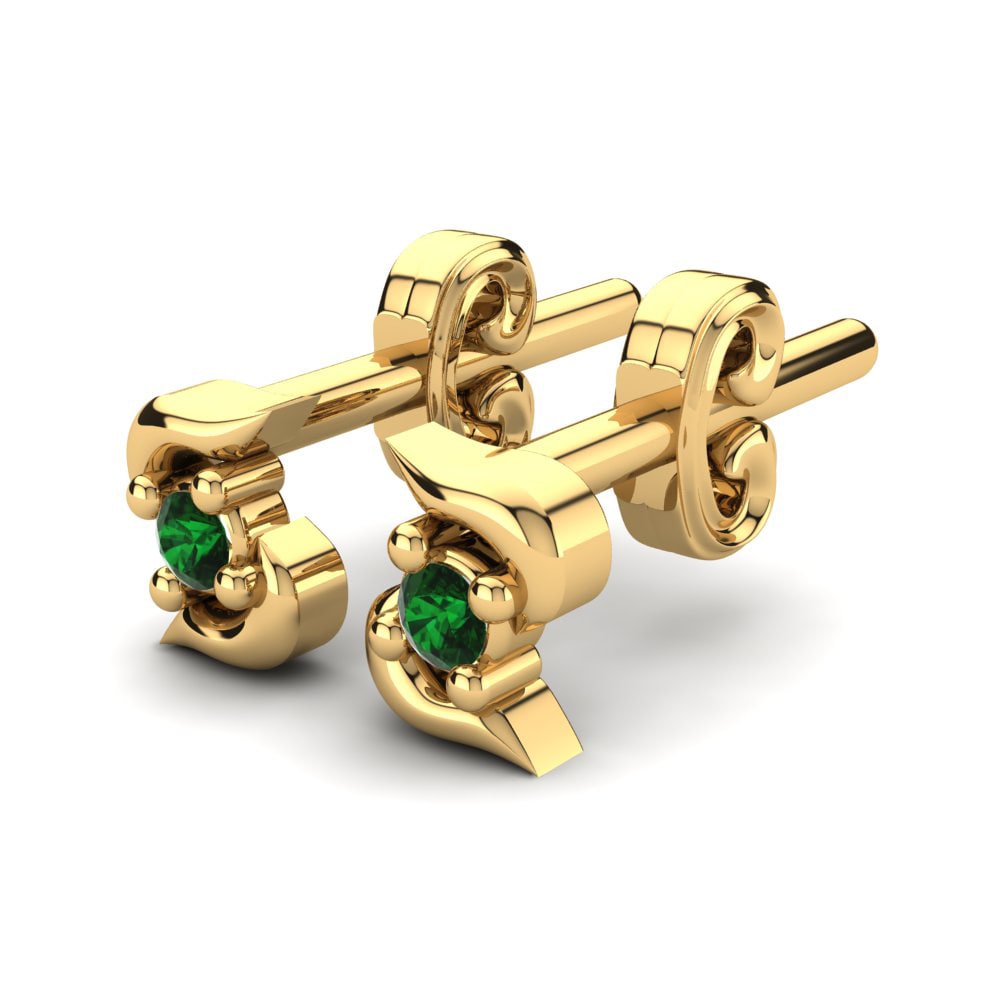 14ct Yellow Gold Emerald Kid's Earring Damborg