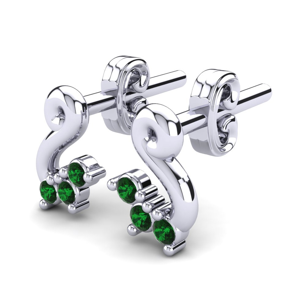 Or Blanc 14k Émeraude Boucle d'oreille enfant Dalexi