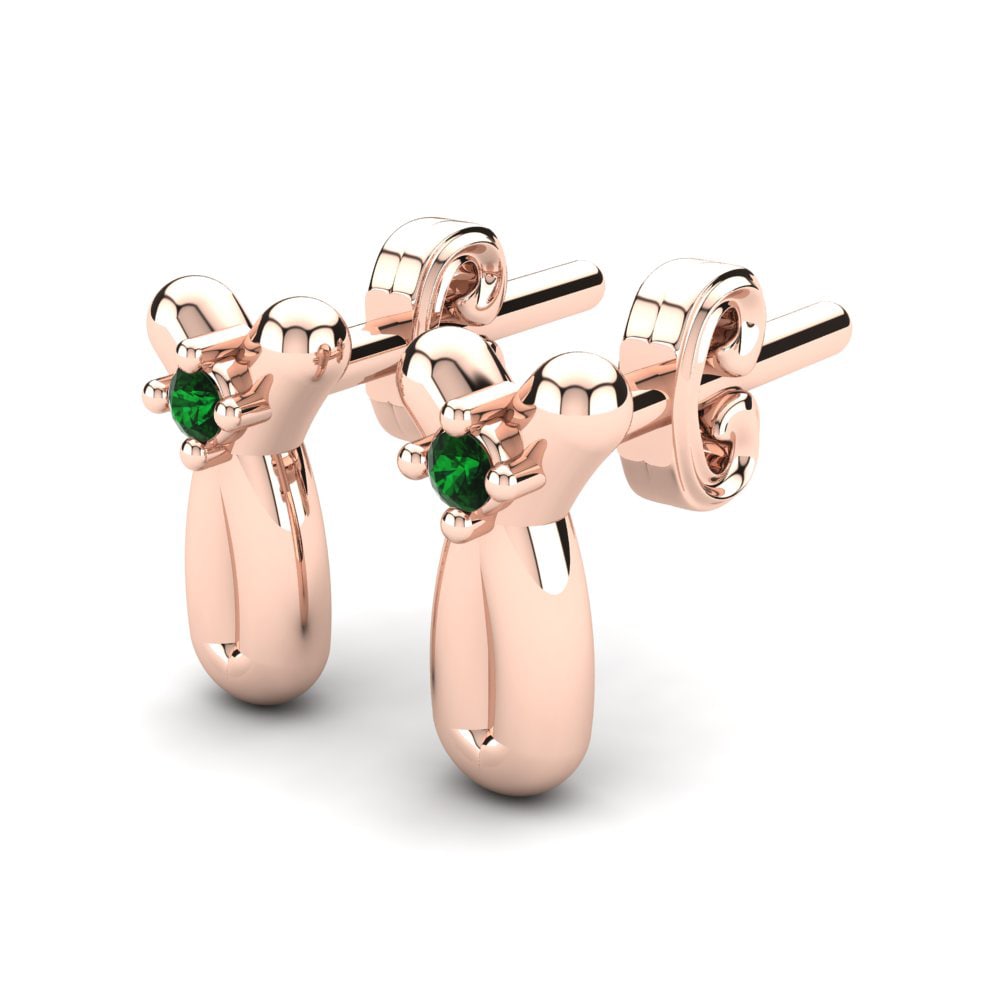 Or rose 14k Émeraude Boucle d'oreille enfant Dafania