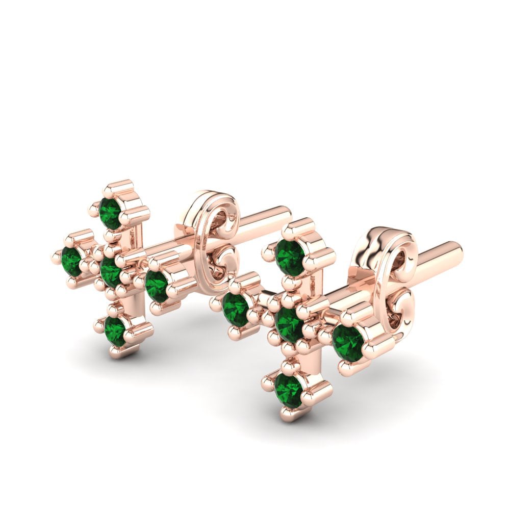 Or rose 14k Émeraude Boucle d'oreille enfant Darliss