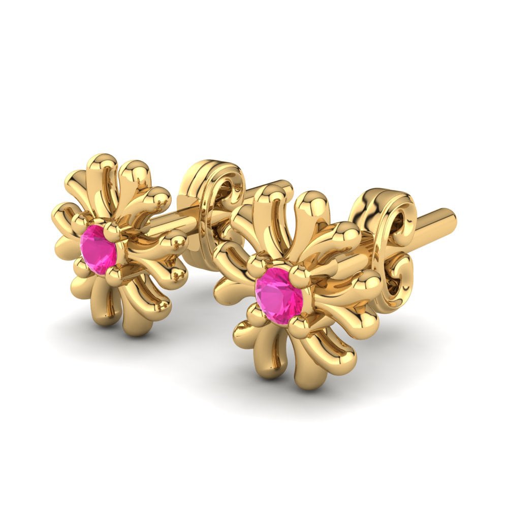 Đá Tourmaline Hồng / Bích tỷ Bông tai trẻ em Darcas