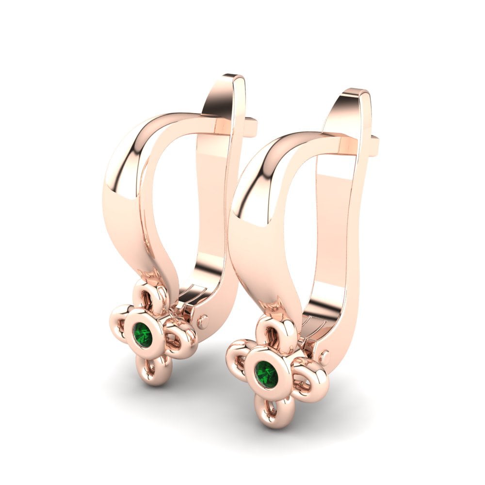 Or rose 14k Émeraude Boucle d'oreille enfant Danikka