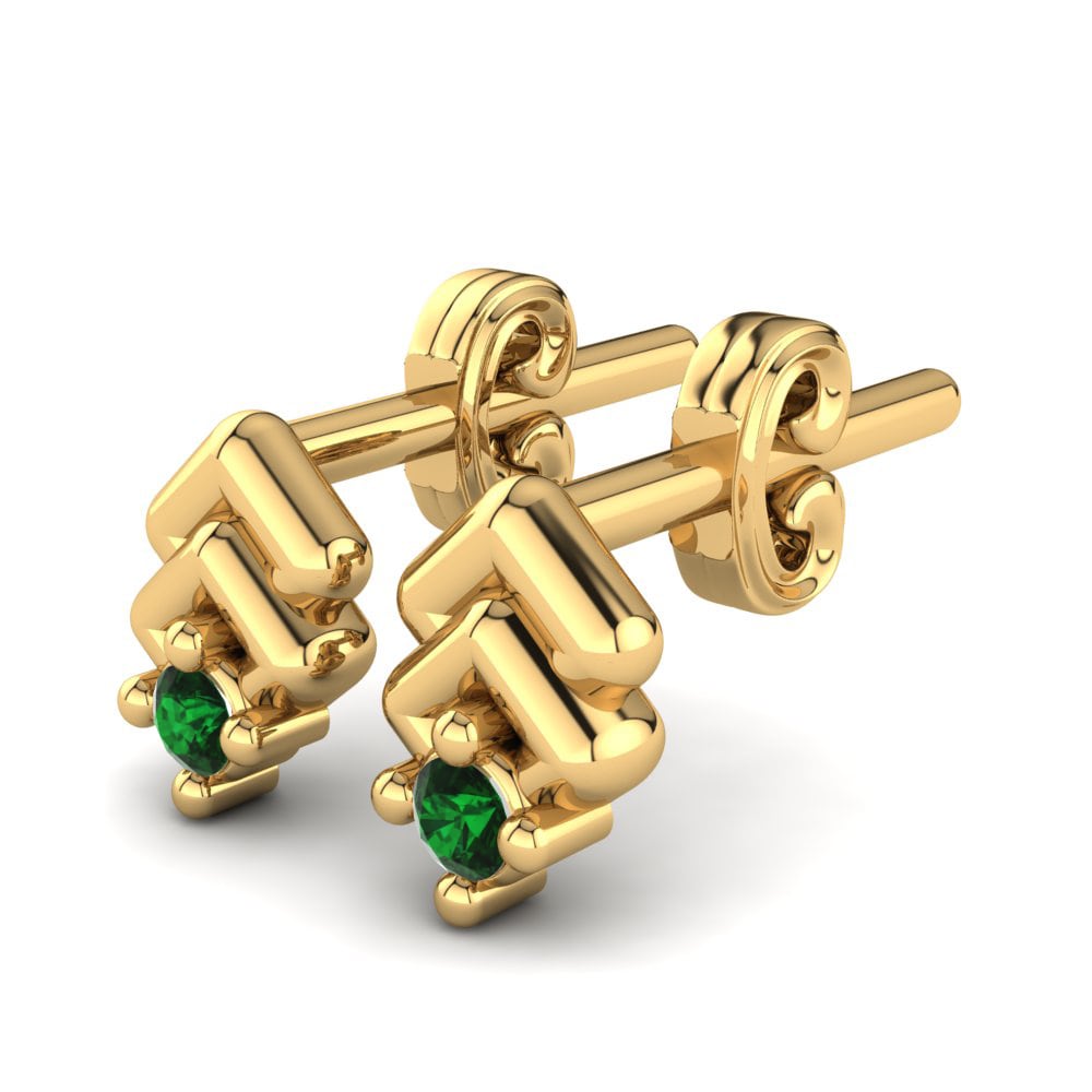 14ct Yellow Gold Emerald Kid's Earring Crucita