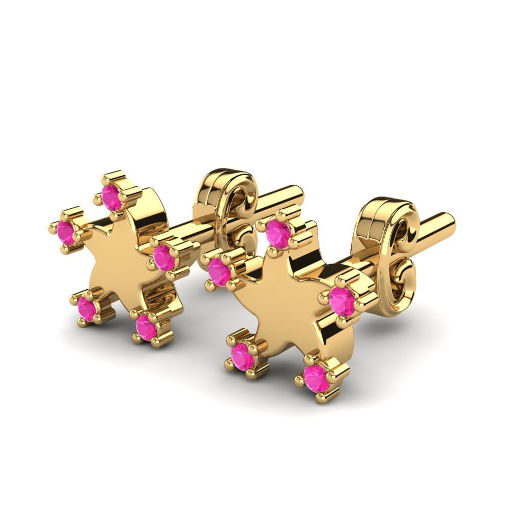 Đá Tourmaline Hồng / Bích tỷ Bông tai trẻ em Copelin