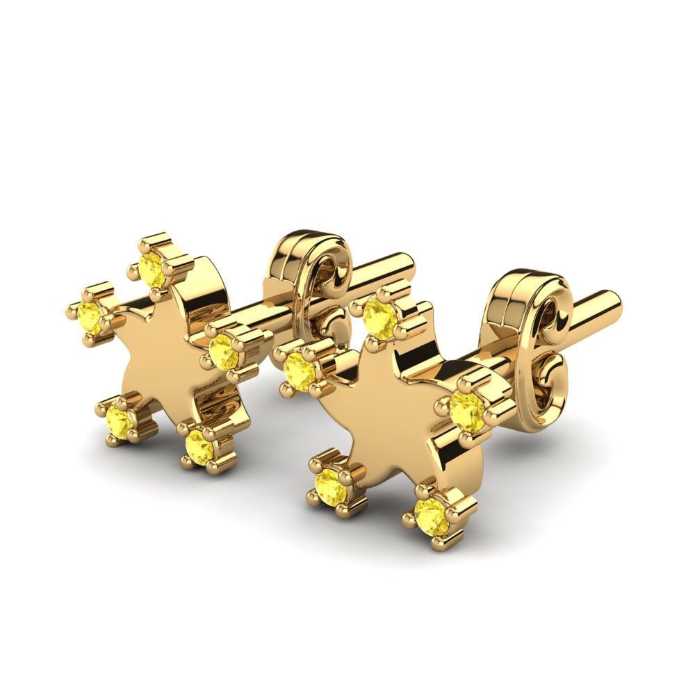 Saphir Jaune Boucle d'oreille enfant Copelin