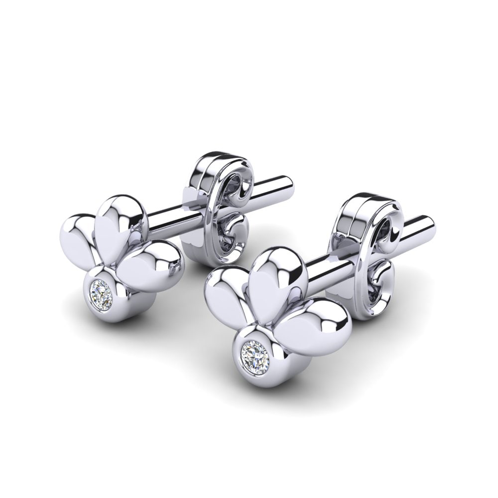Or Blanc 9k Diamant De Synthèse Boucle d'oreille enfant Brynie