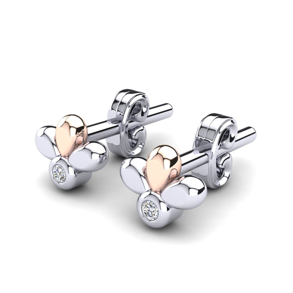 14k White & Rose Gold Lab Grown Diamond Kid's Earring Brynie