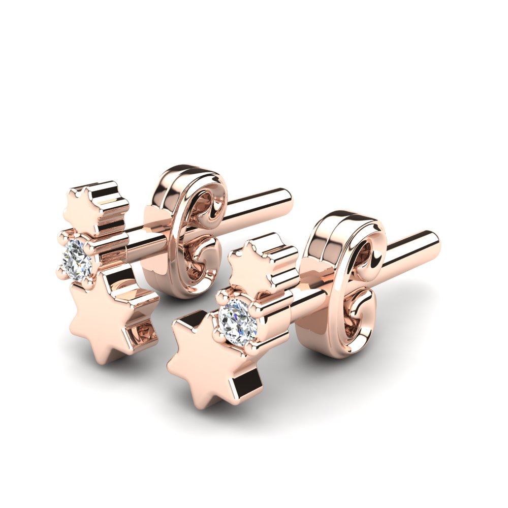 Or rose 14k Diamant De Synthèse Boucle d'oreille enfant Berlioz