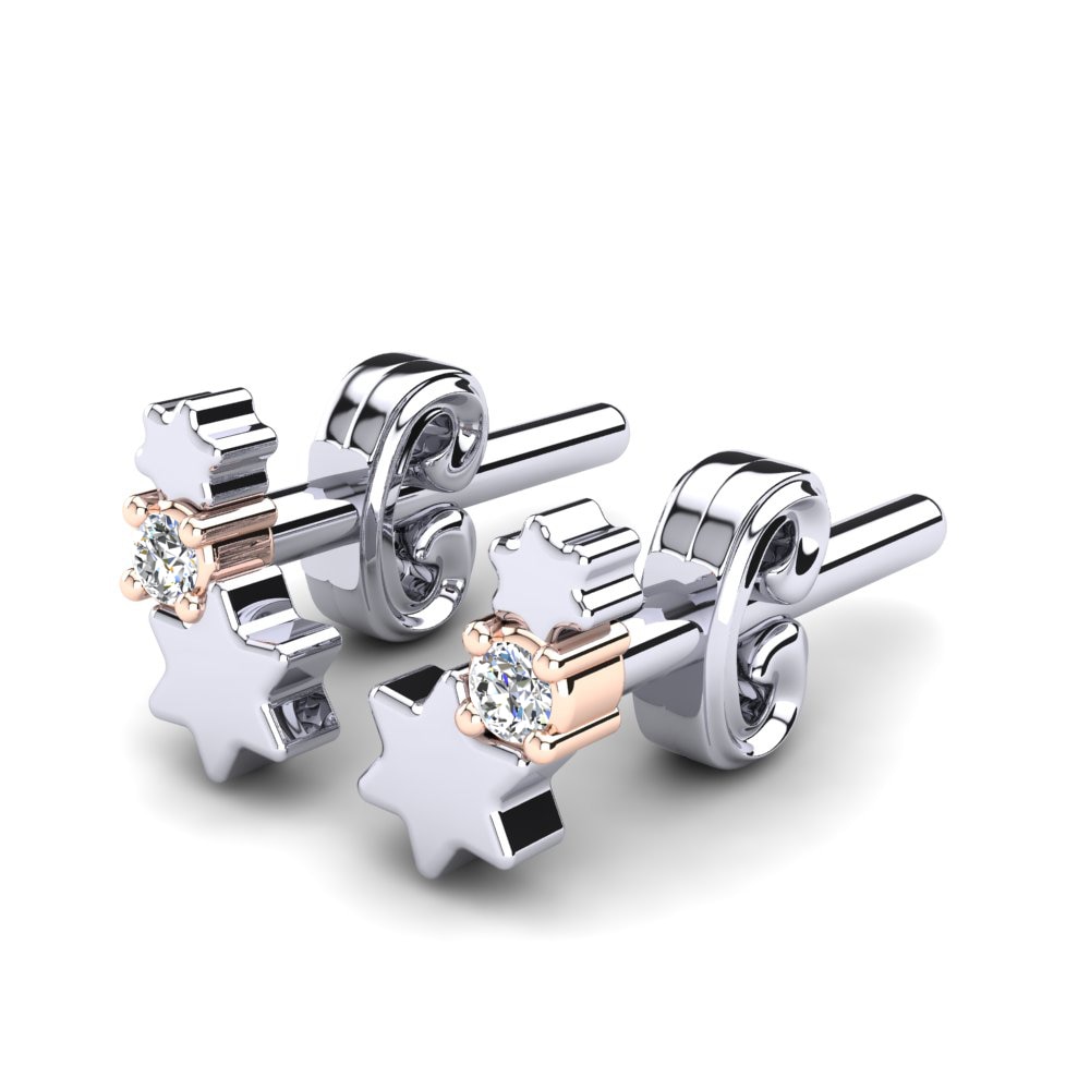 14k White & Rose Gold Lab Grown Diamond Kid's Earring Berlioz