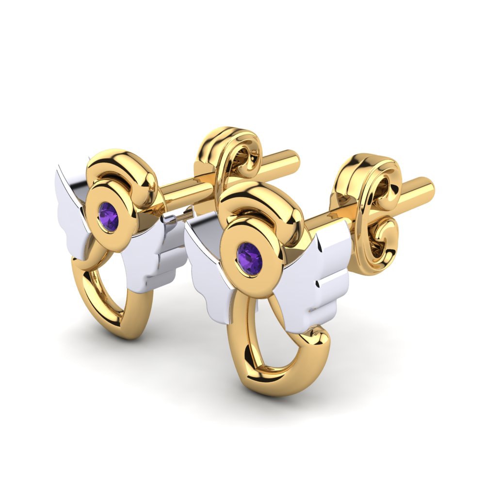 14k Yellow & White Gold Amethyst Kid's Earring Berika