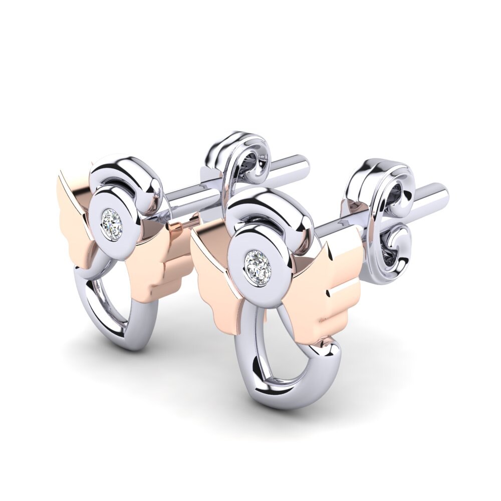 14k White & Rose Gold Lab Grown Diamond Kid's Earring Berika