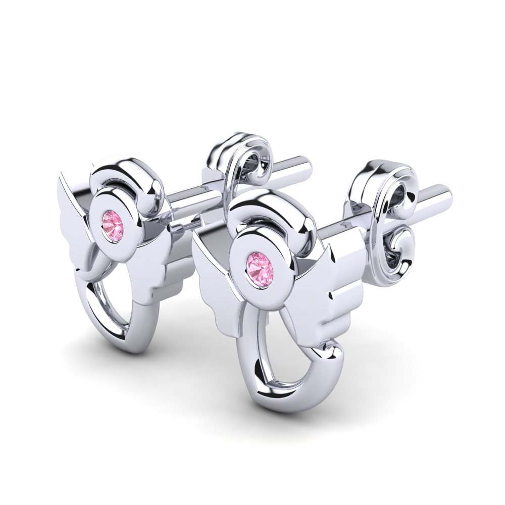 18k White Gold Pink Sapphire Kid's Earring Berika
