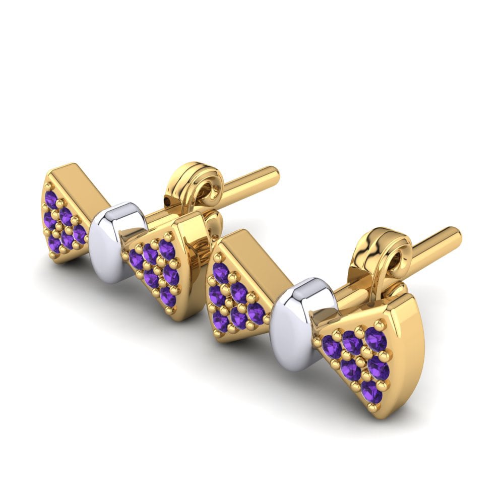 14k Yellow & White Gold Amethyst Kid's Earring Bashful