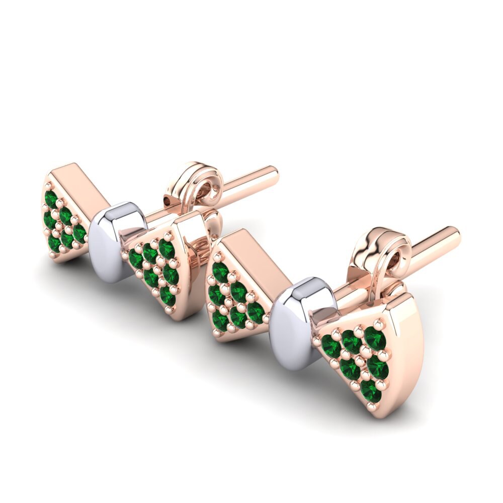14k Rose & White Gold Green Zirconia Kid's Earring Bashful
