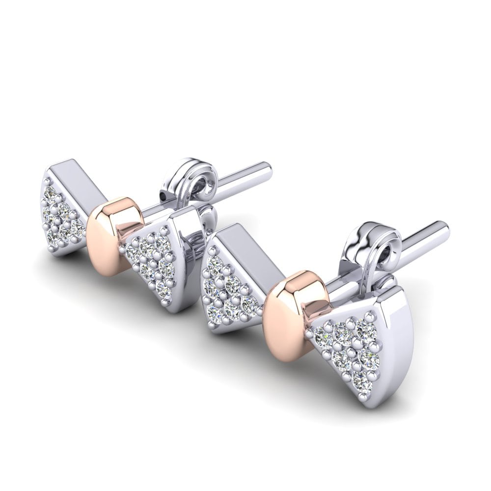 14k White & Rose Gold Lab Grown Diamond Kid's Earring Bashful