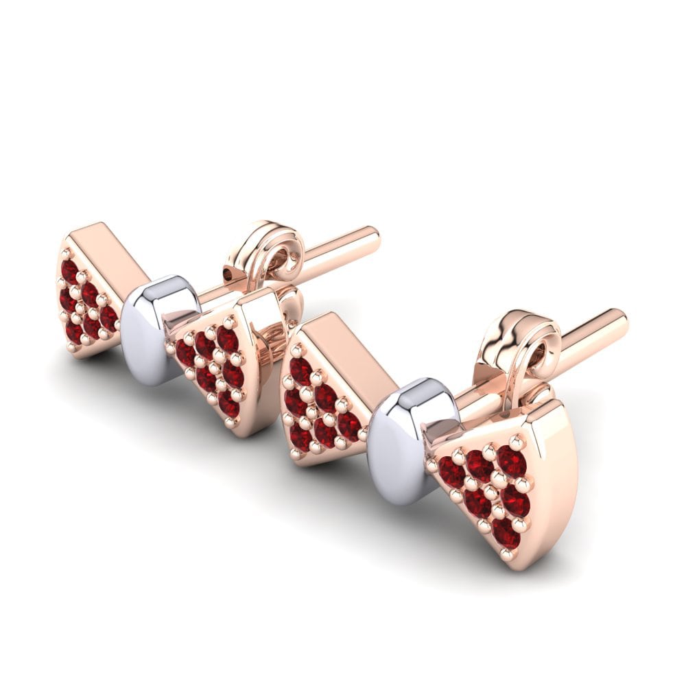 18k Rose & White Gold Ruby Kid's Earring Bashful