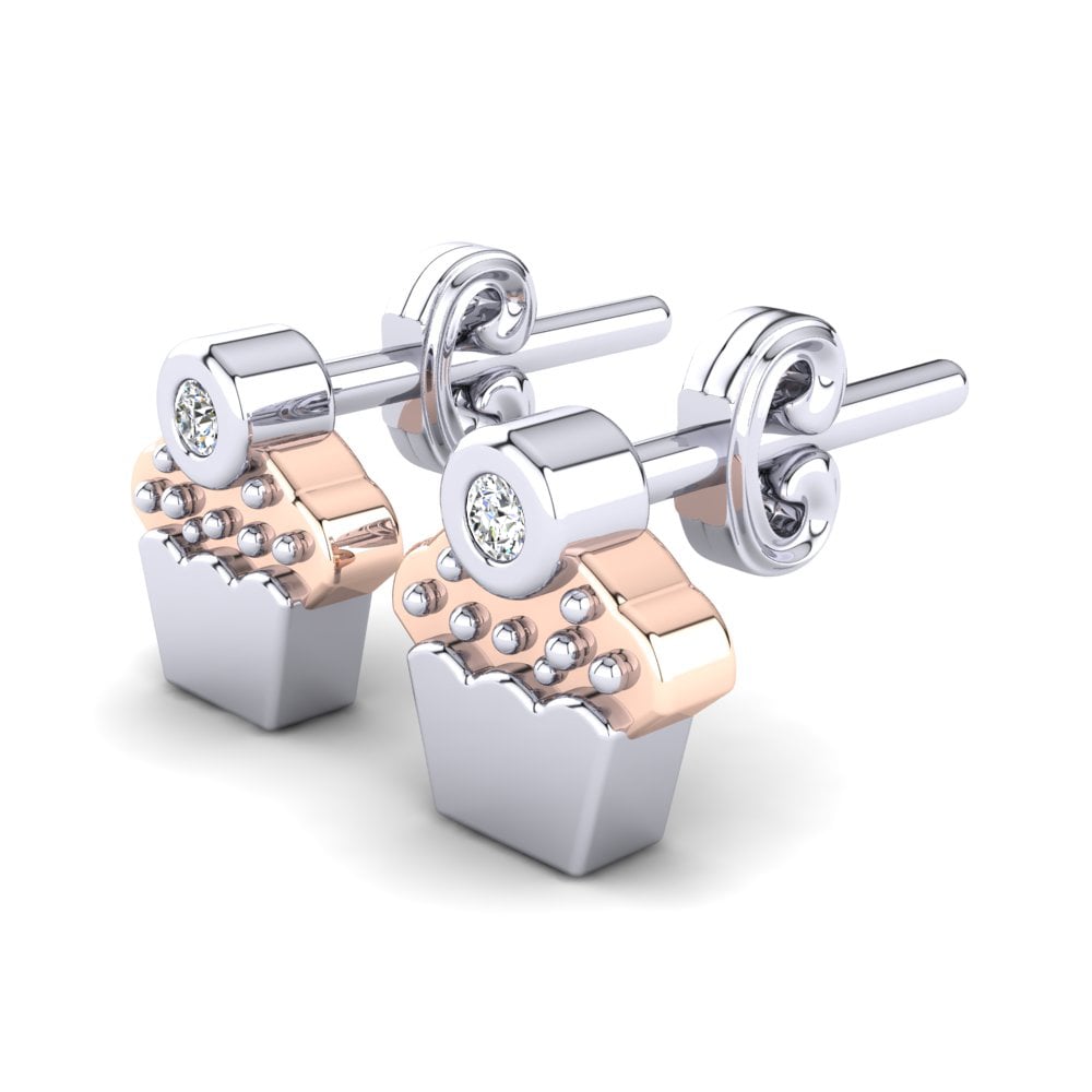 14k White & Rose Gold Lab Grown Diamond Kid's Earring Bambi