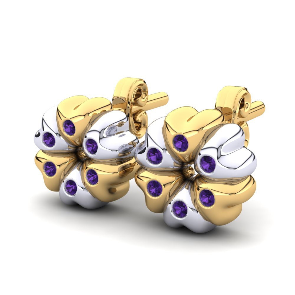 14k Yellow & White Gold Amethyst Kid's Earring Baloo