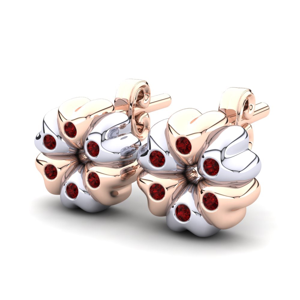 18k Rose & White Gold Ruby Kid's Earring Baloo