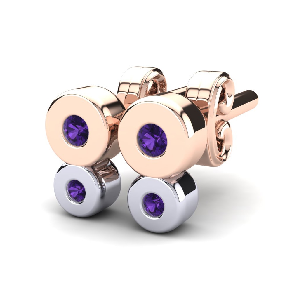 14k Rose & White Gold Amethyst Kid's Earring Anysia