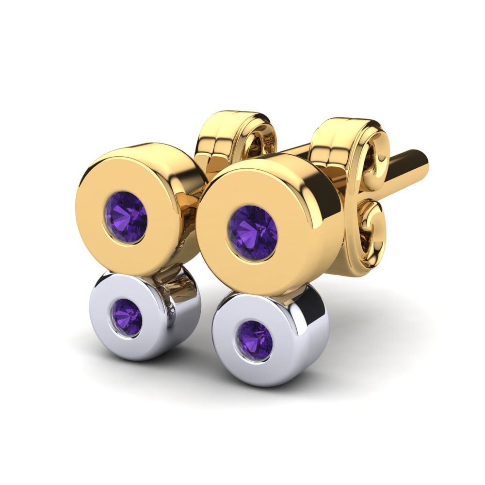 14k Yellow & White Gold Amethyst Kid's Earring Anysia