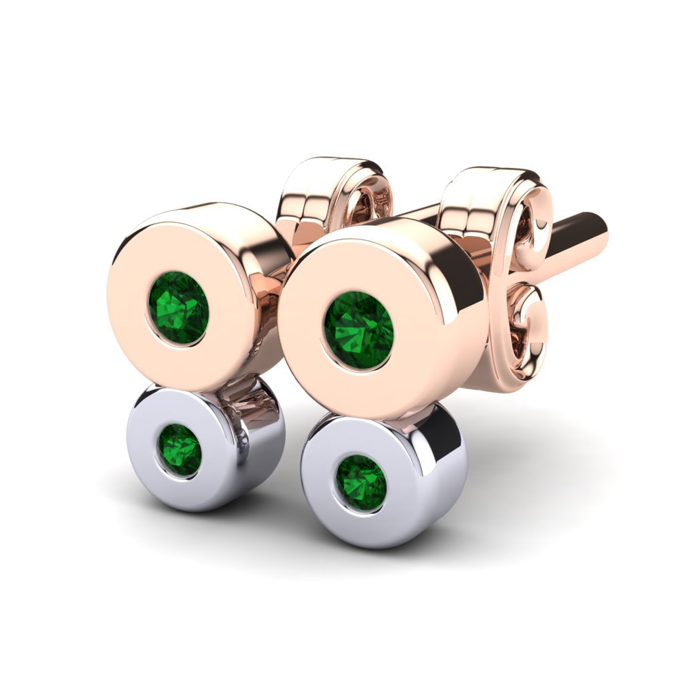 14k Rose & White Gold Green Zirconia Kid's Earring Anysia