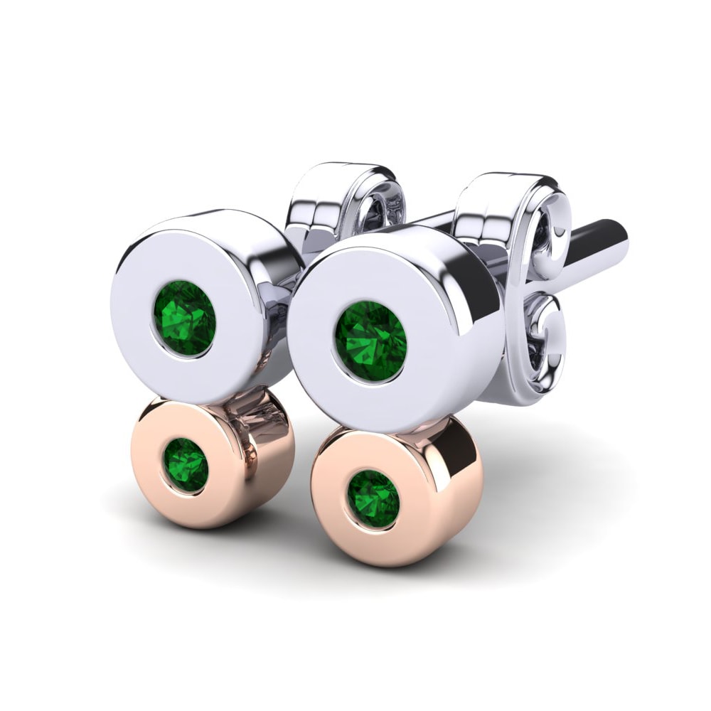 14k White & Rose Gold Green Zirconia Kid's Earring Anysia