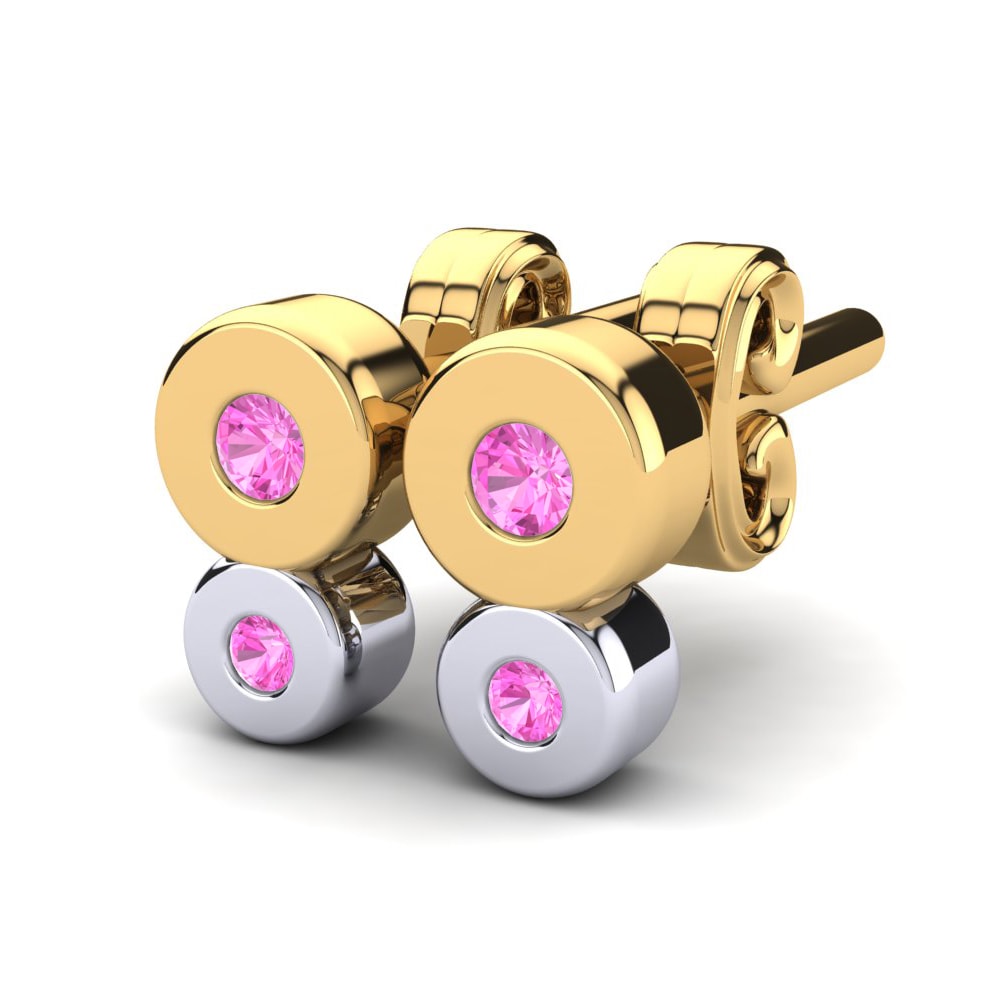 14k Oro Amarillo & Blanco Turmalina rosa Pendiente para Niño Anysia