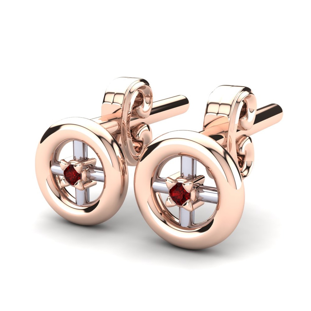 18k Rose & White Gold Ruby Kid's Earring Bagel