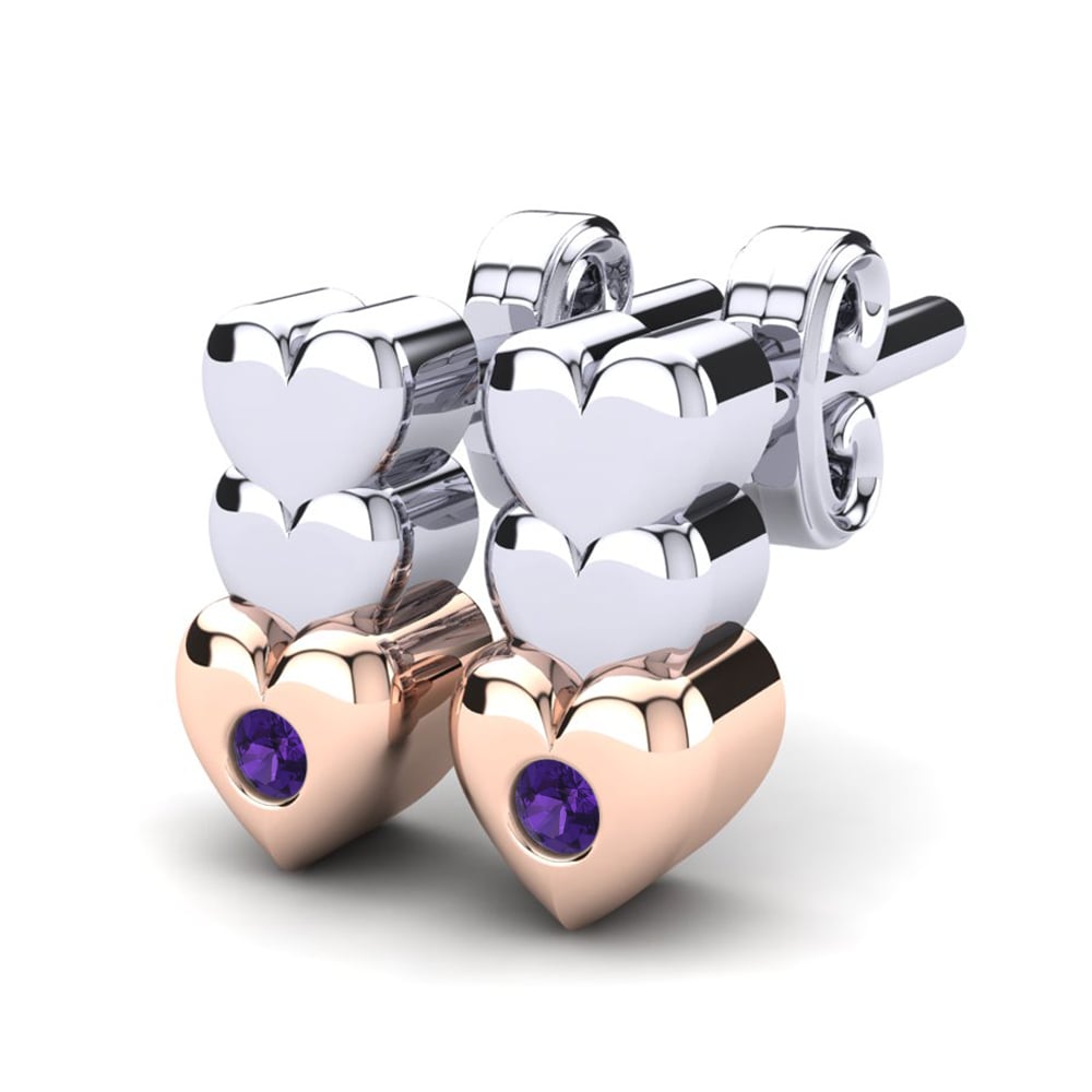 14k White & Rose Gold Amethyst Kid's Earring Amalures