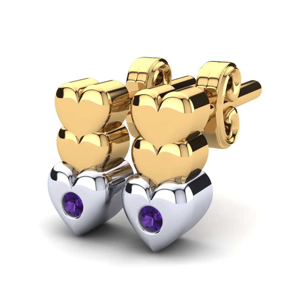 14k Yellow & White Gold Amethyst Kid's Earring Amalures