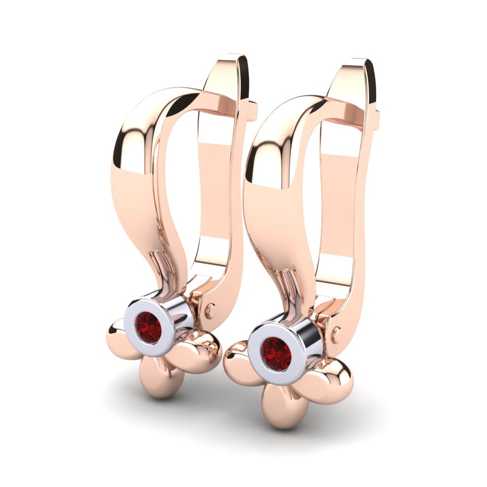 18k Rose & White Gold Ruby Kid's Earring Aingeal