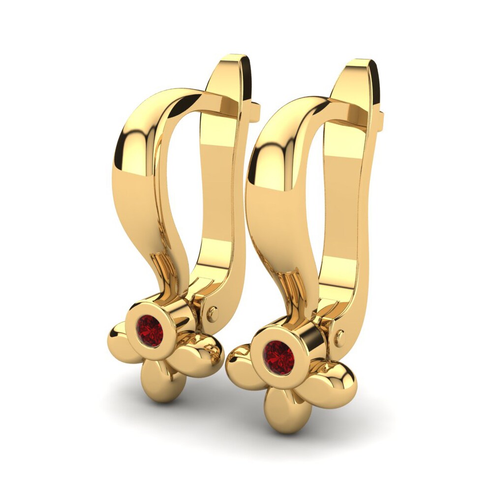 14ct Yellow Gold Ruby Kid's Earring Aingeal