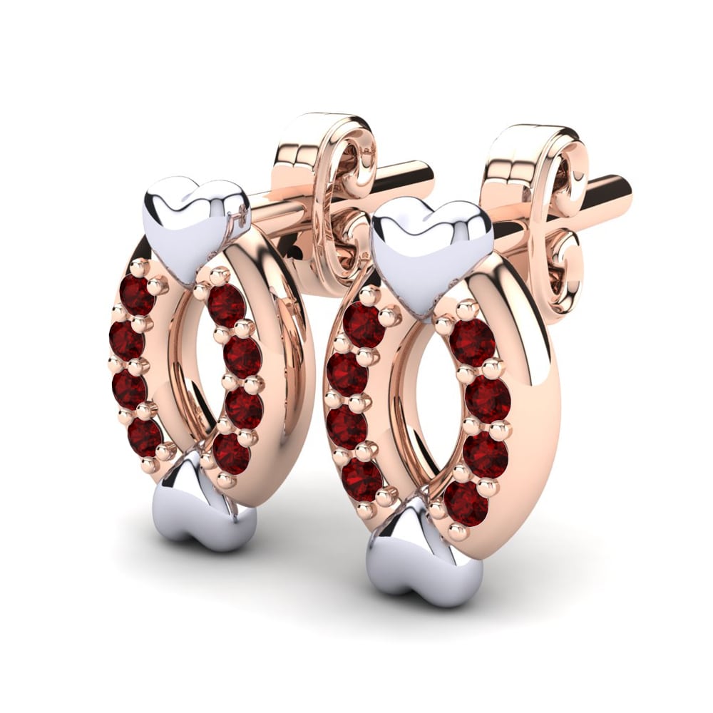 18k Rose & White Gold Ruby Kid's Earring Agaperose