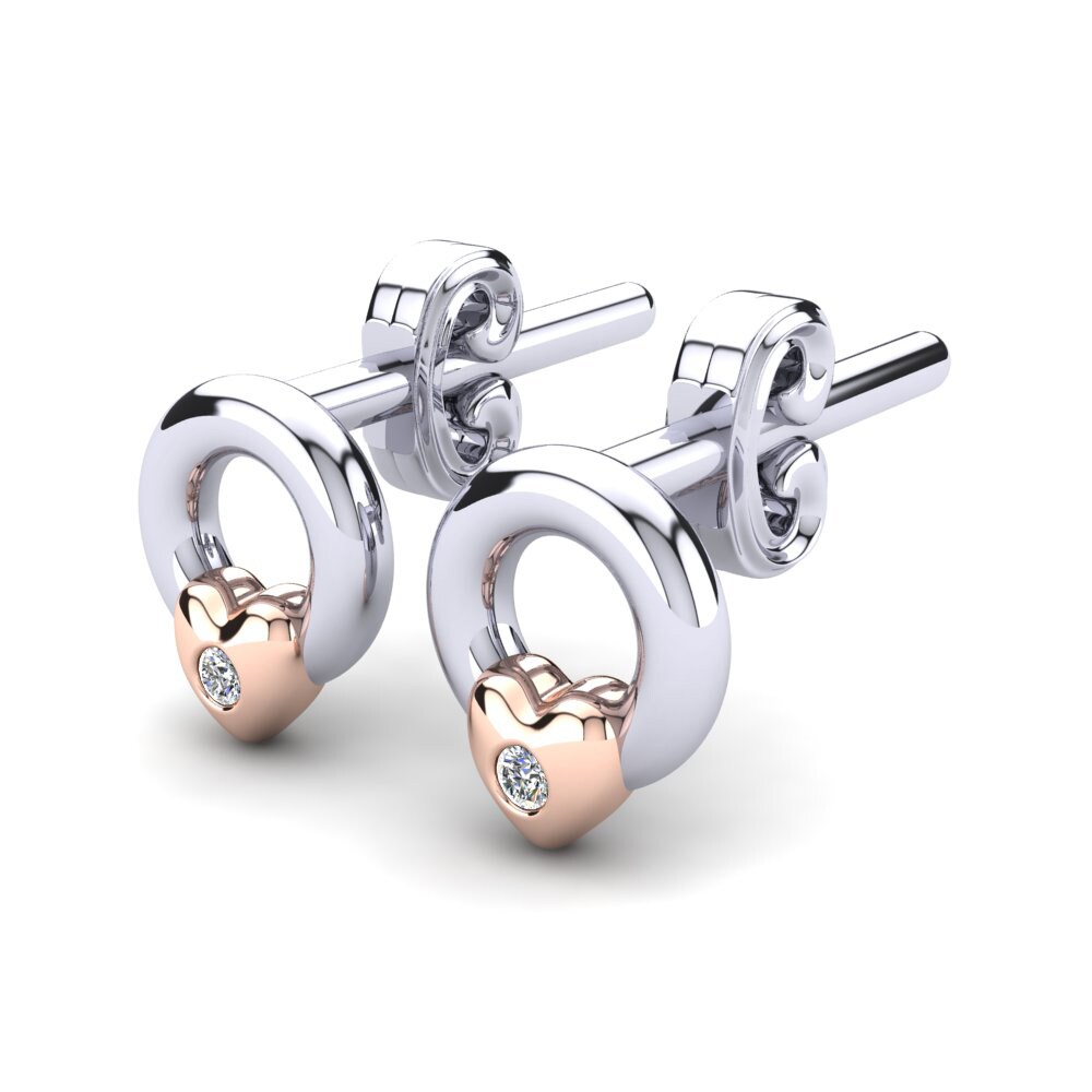 14k White & Rose Gold Lab Grown Diamond Kid's Earring Cheisa
