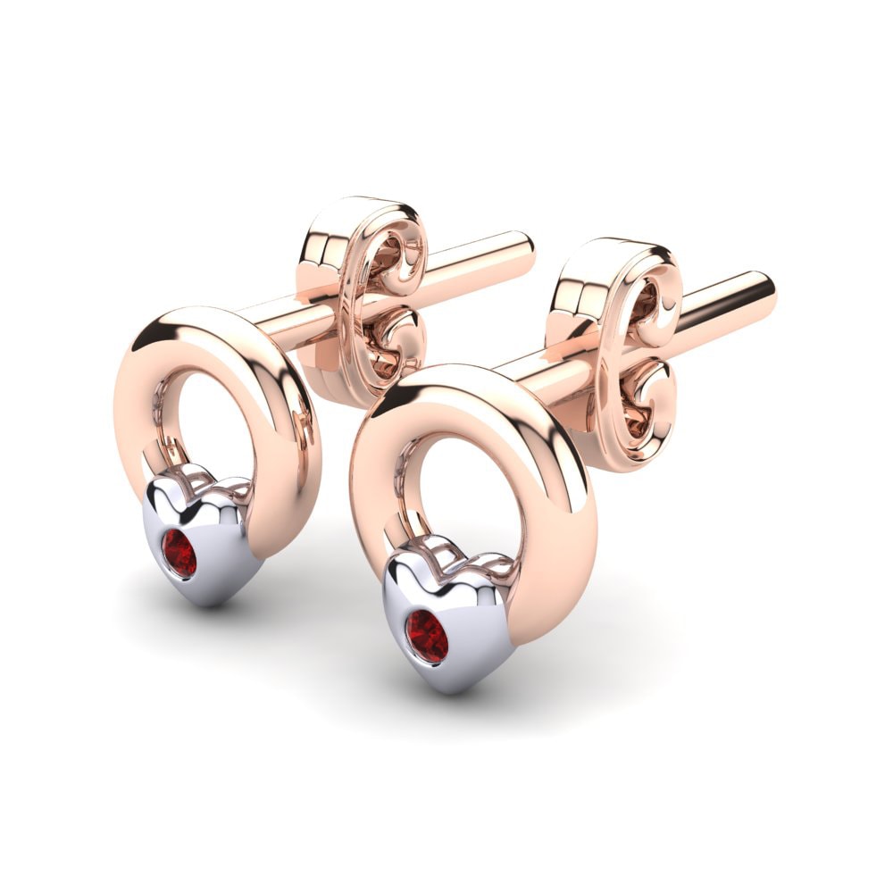 18k Rose & White Gold Ruby Kid's Earring Cheisa