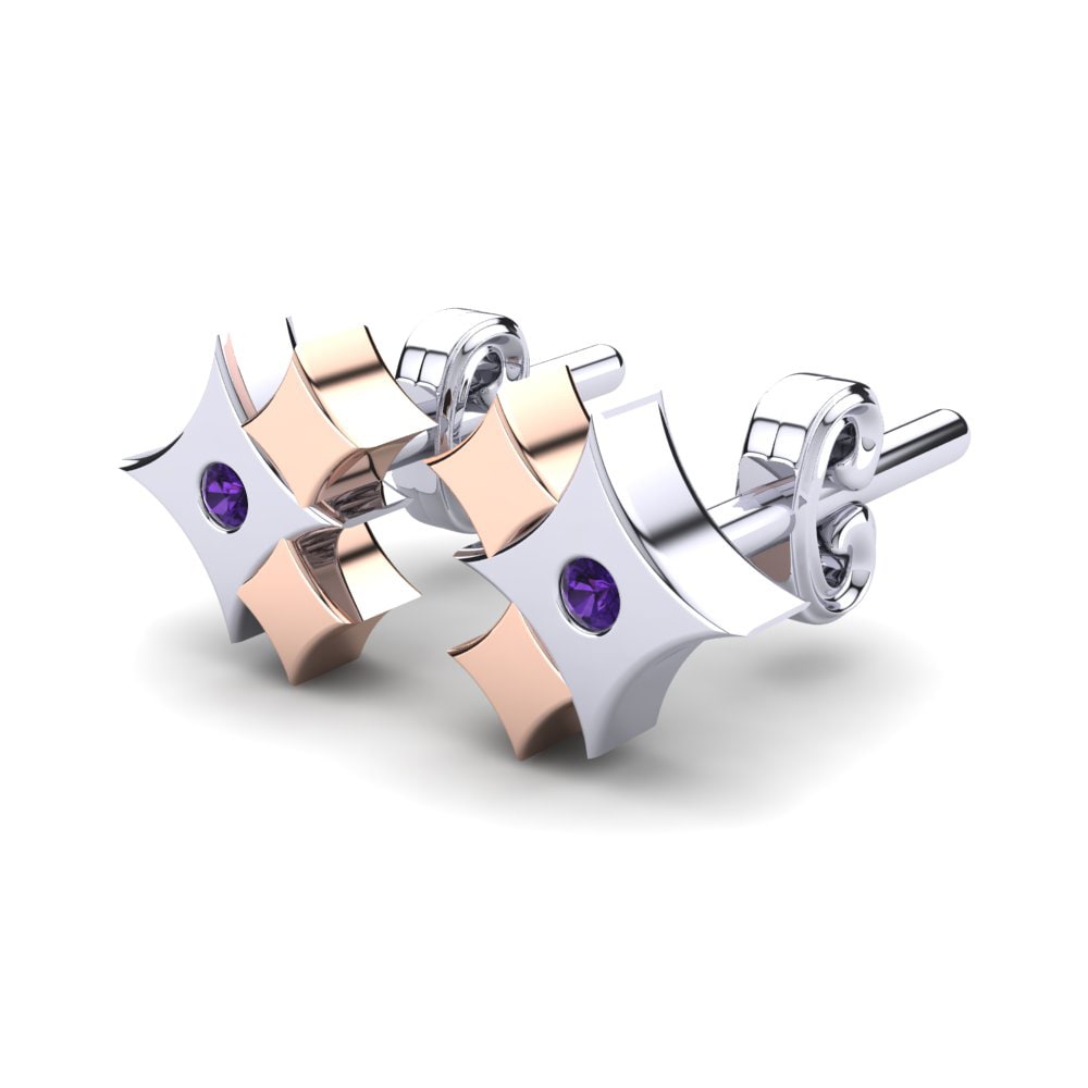14k White & Rose Gold Amethyst Kid's Earring Comorin