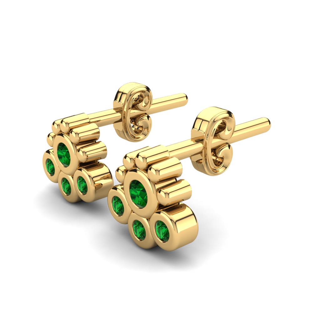14ct Yellow Gold Emerald Kid's Earring Crespinu