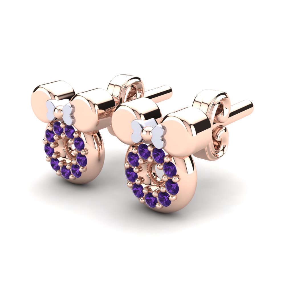 14k Rose & White Gold Amethyst Kid's Earring Coila