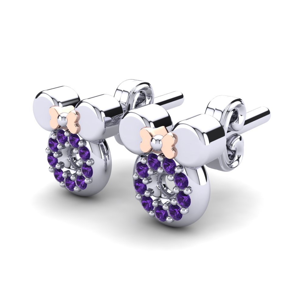 14k White & Rose Gold Amethyst Kid's Earring Coila