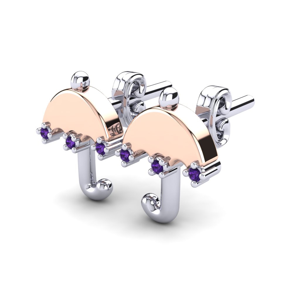 14k White & Rose Gold Amethyst Kid's Earring Coady