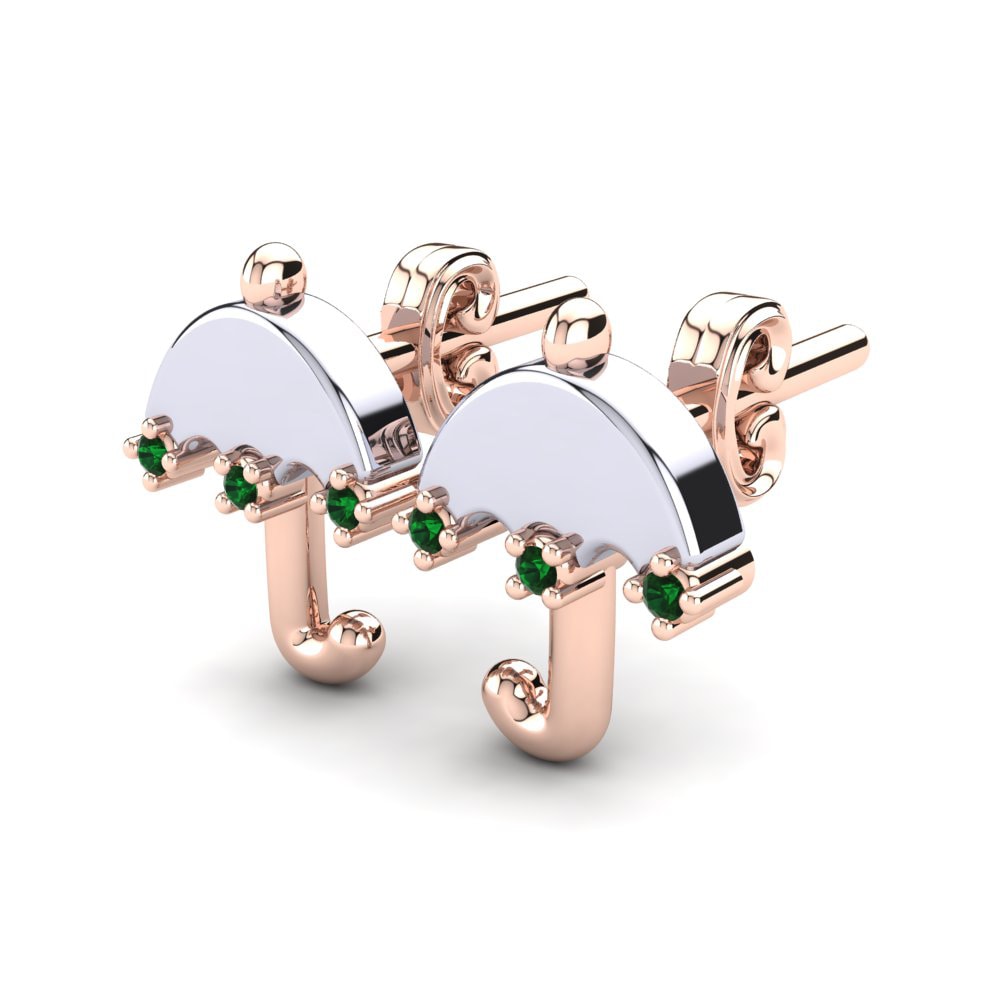 14k Rose & White Gold Green Zirconia Kid's Earring Coady
