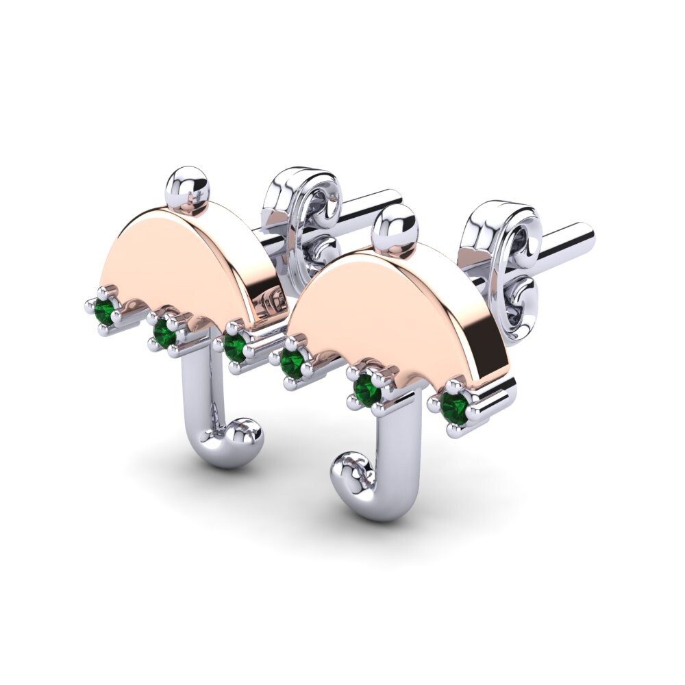 14k White & Rose Gold Green Zirconia Kid's Earring Coady