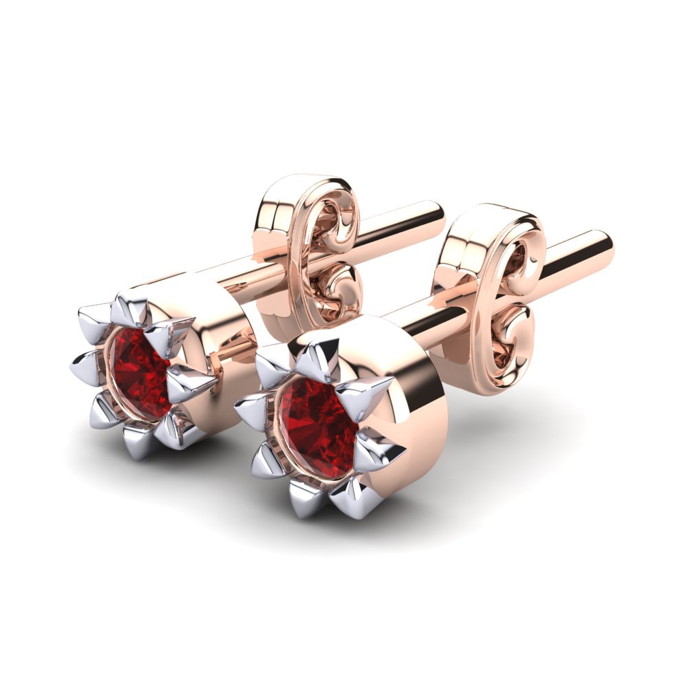 18k Rose & White Gold Ruby Kid's Earring Cocona