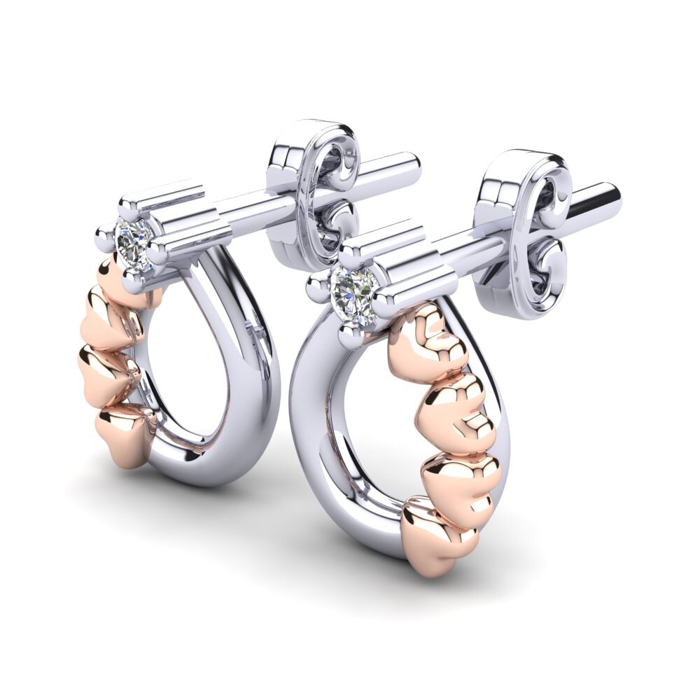 14k White & Rose Gold Lab Grown Diamond Kid's Earring Cozner