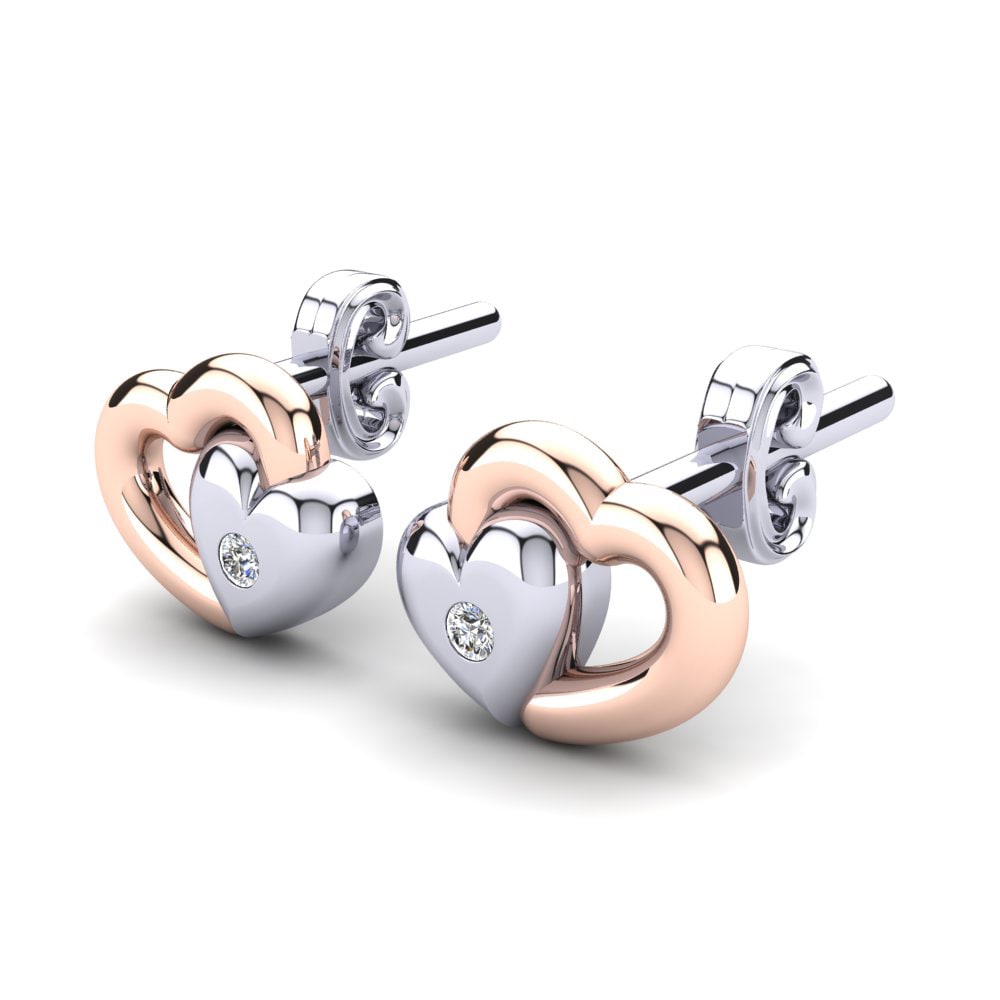 14k White & Rose Gold Lab Grown Diamond Kid's Earring Comilla