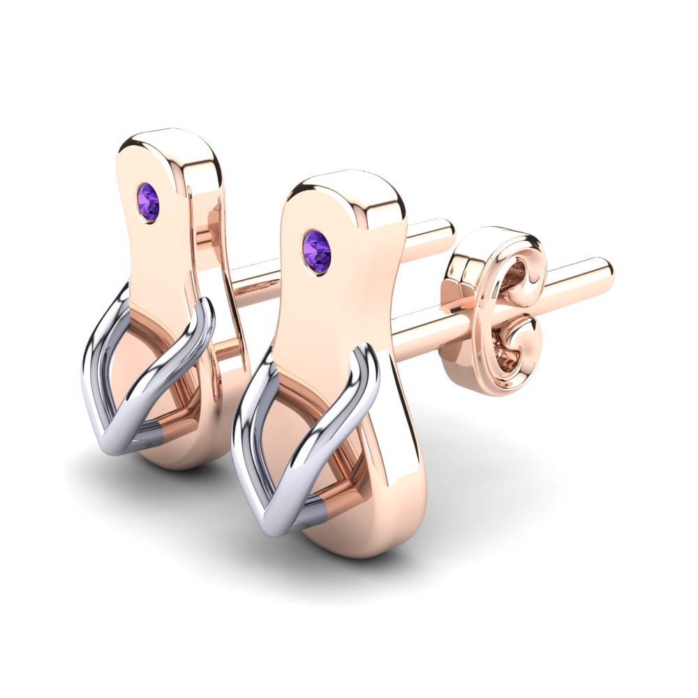14k Rose & White Gold Amethyst Kid's Earring Elmir