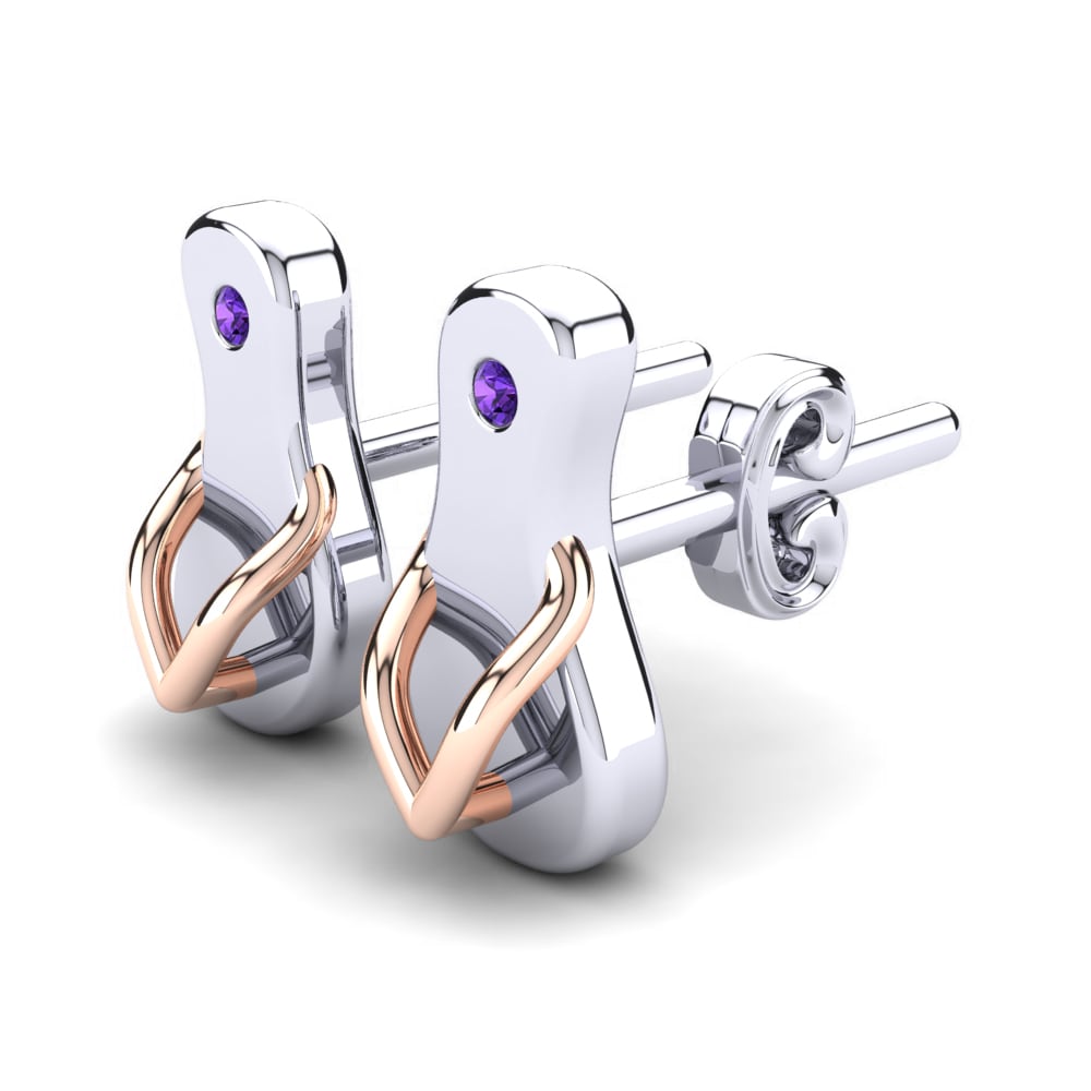 14k White & Rose Gold Amethyst Kid's Earring Elmir
