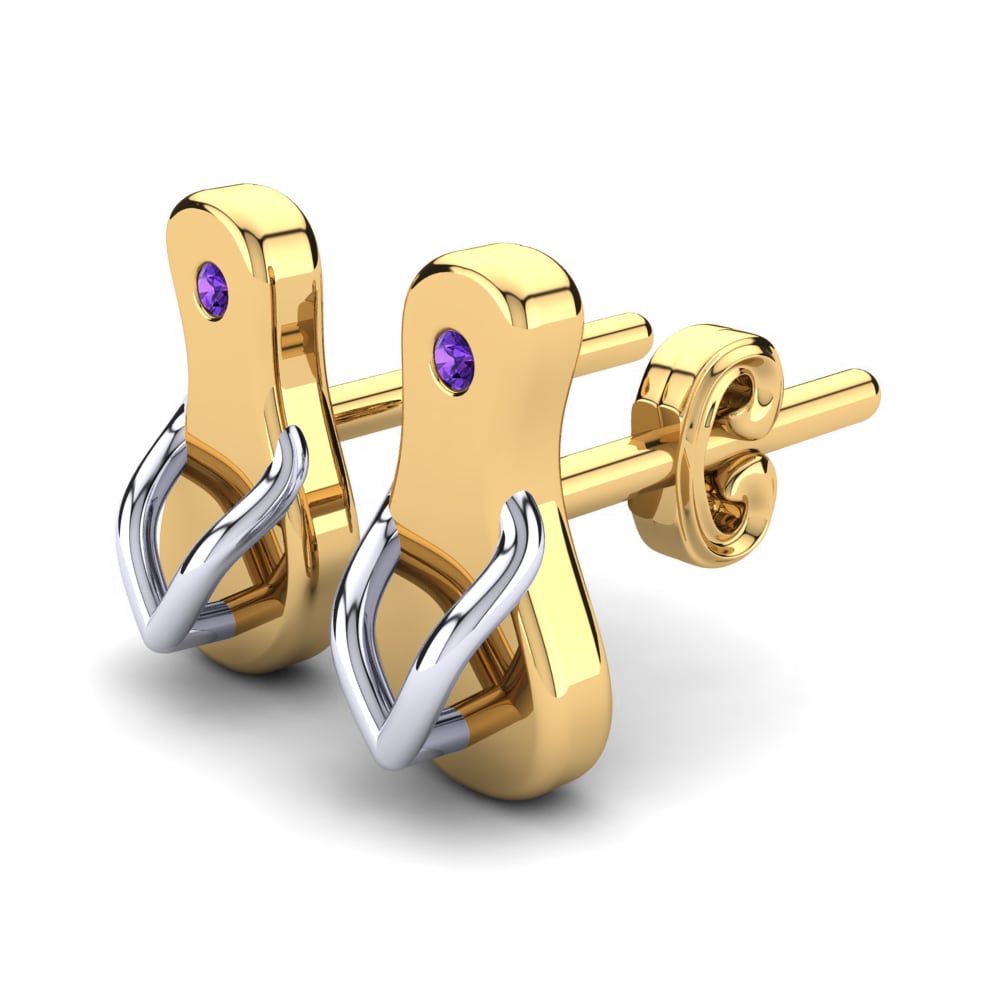 14k Yellow & White Gold Amethyst Kid's Earring Elmir