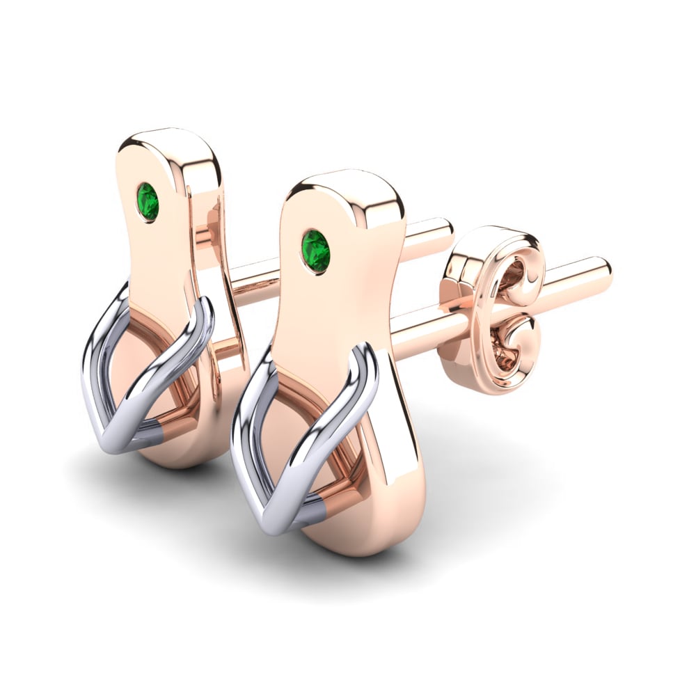 14k Rose & White Gold Green Zirconia Kid's Earring Elmir